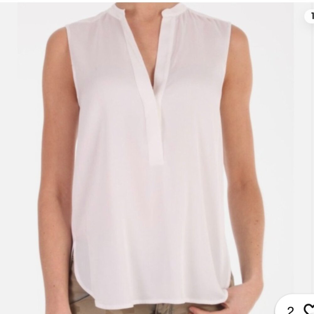 Vince Silk Henley Sleeveless Blouse